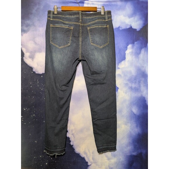 Buffalo Distressed Mid Rise Skinny Jeans Size 12 Raw Hem Y2K Grunge Stretch - Picture 2 of 7